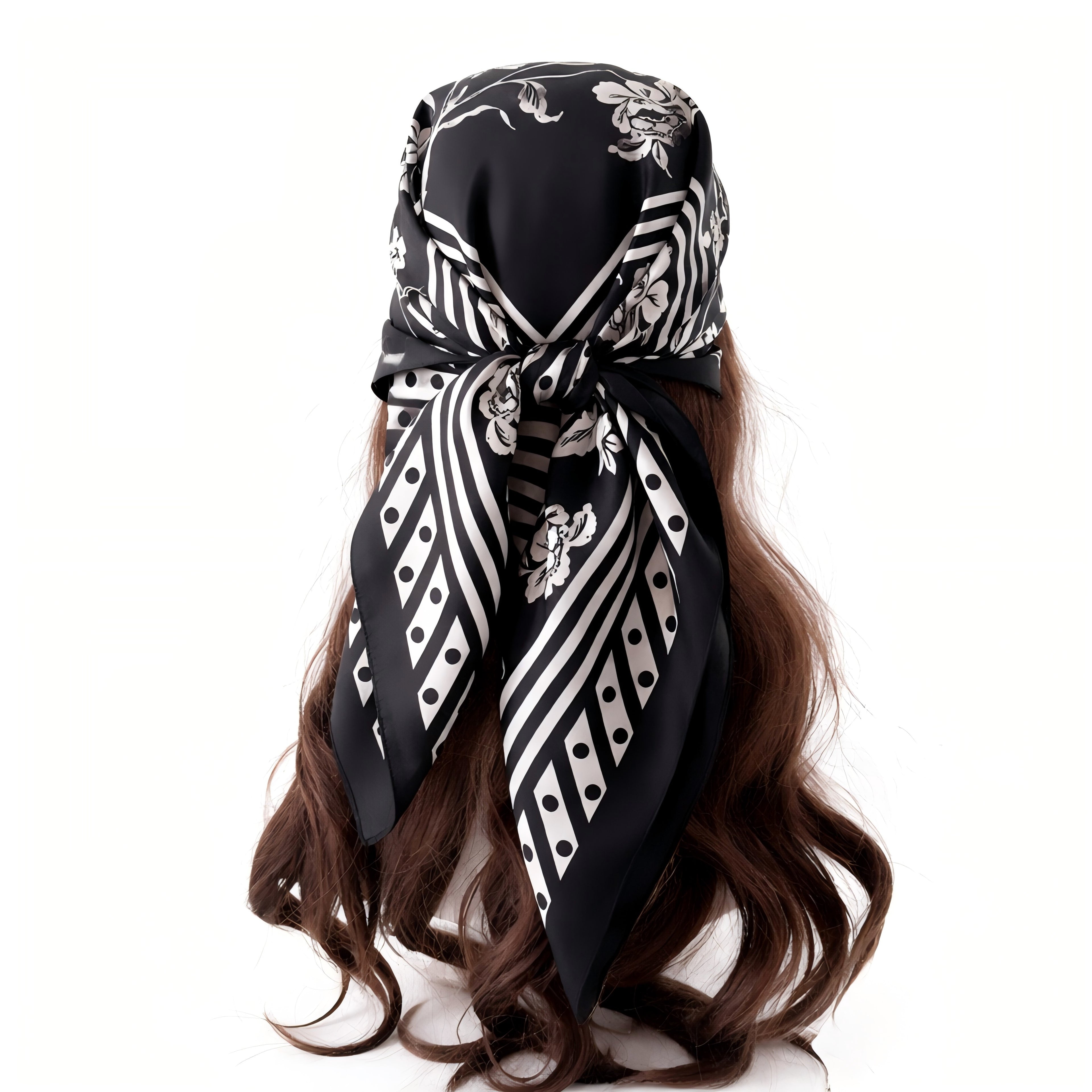 Anna-Kaci Vintage Floral Print Satin Square Scarf 35 x 35 Inches Head Scarf for Women