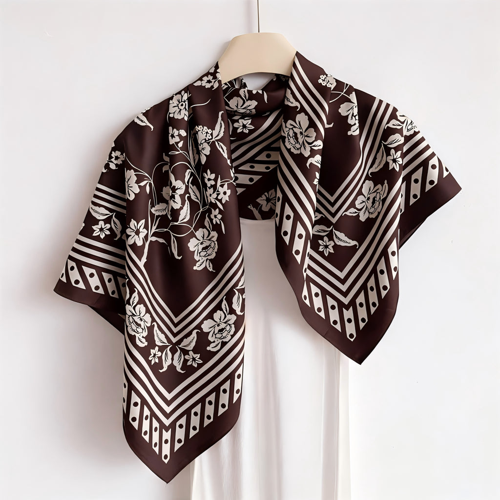 Anna-Kaci Vintage Floral Print Satin Square Scarf 35 x 35 Inches Head Scarf for Women