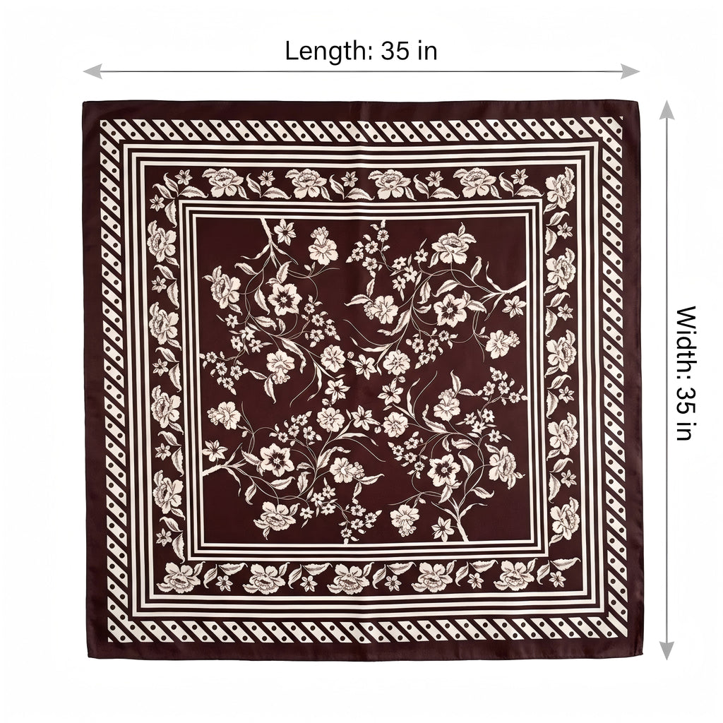 Anna-Kaci Vintage Floral Print Satin Square Scarf 35 x 35 Inches Head Scarf for Women
