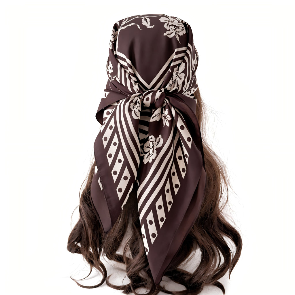 Anna-Kaci Vintage Floral Print Satin Square Scarf 35 x 35 Inches Head Scarf for Women