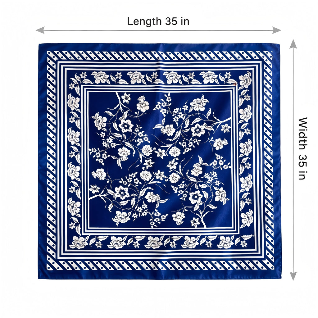 Anna-Kaci Vintage Floral Print Satin Square Scarf 35 x 35 Inches Head Scarf for Women