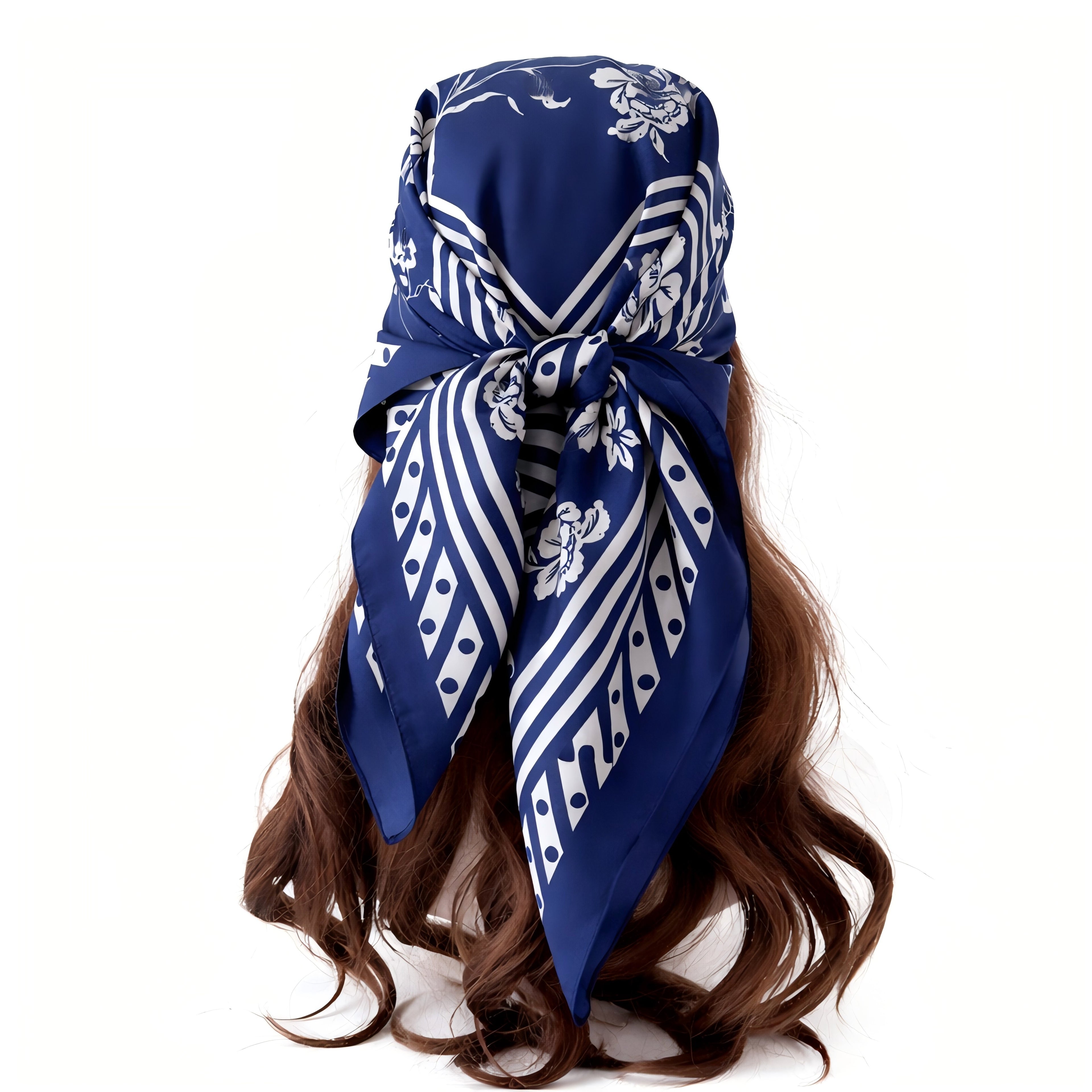 Anna-Kaci Vintage Floral Print Satin Square Scarf 35 x 35 Inches Head Scarf for Women