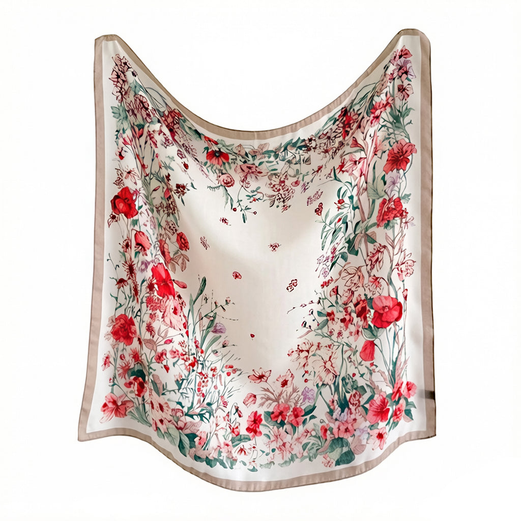 Anna-Kaci Women's 35 Inch Large Floral Square Scarf Lightweight Fashion Shawl Wrap Neck Hair Scarf