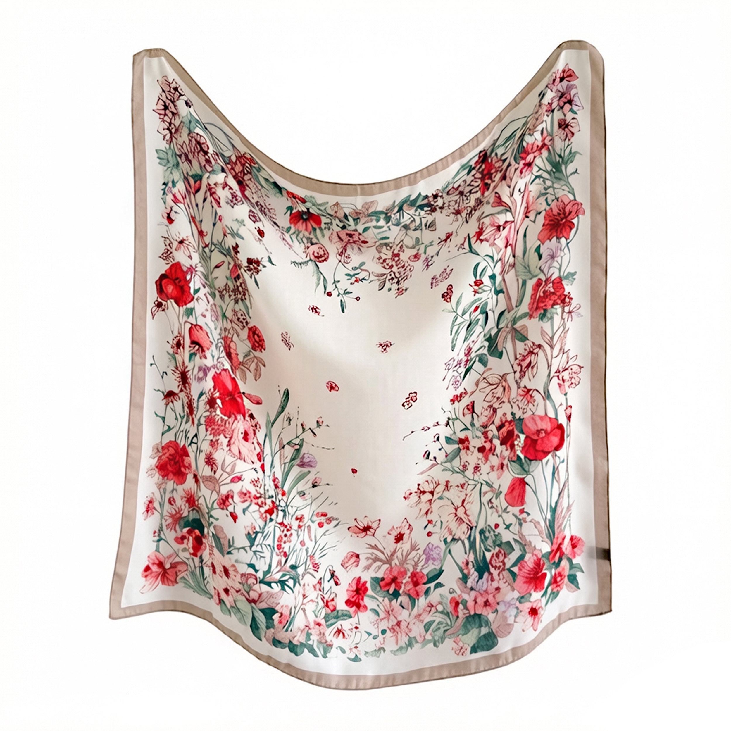 Anna-Kaci Women's 35 Inch Large Floral Square Scarf Lightweight Fashion Shawl Wrap Neck Hair Scarf