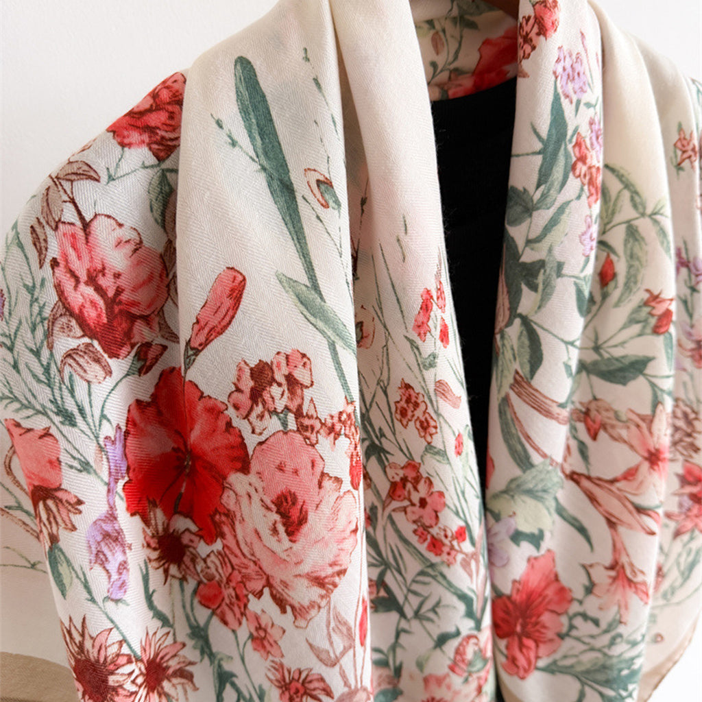 Anna-Kaci Women's 35 Inch Large Floral Square Scarf Lightweight Fashion Shawl Wrap Neck Hair Scarf