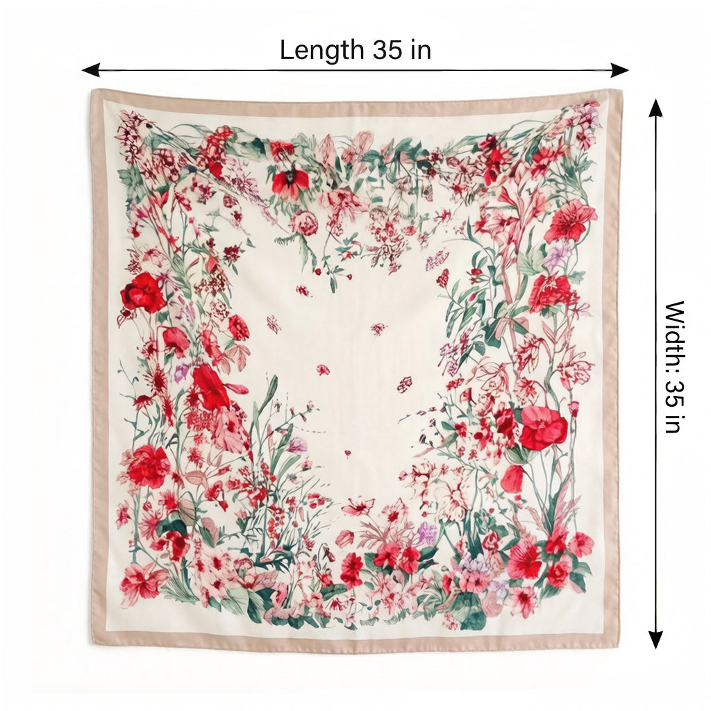 Anna-Kaci Women's 35 Inch Large Floral Square Scarf Lightweight Fashion Shawl Wrap Neck Hair Scarf