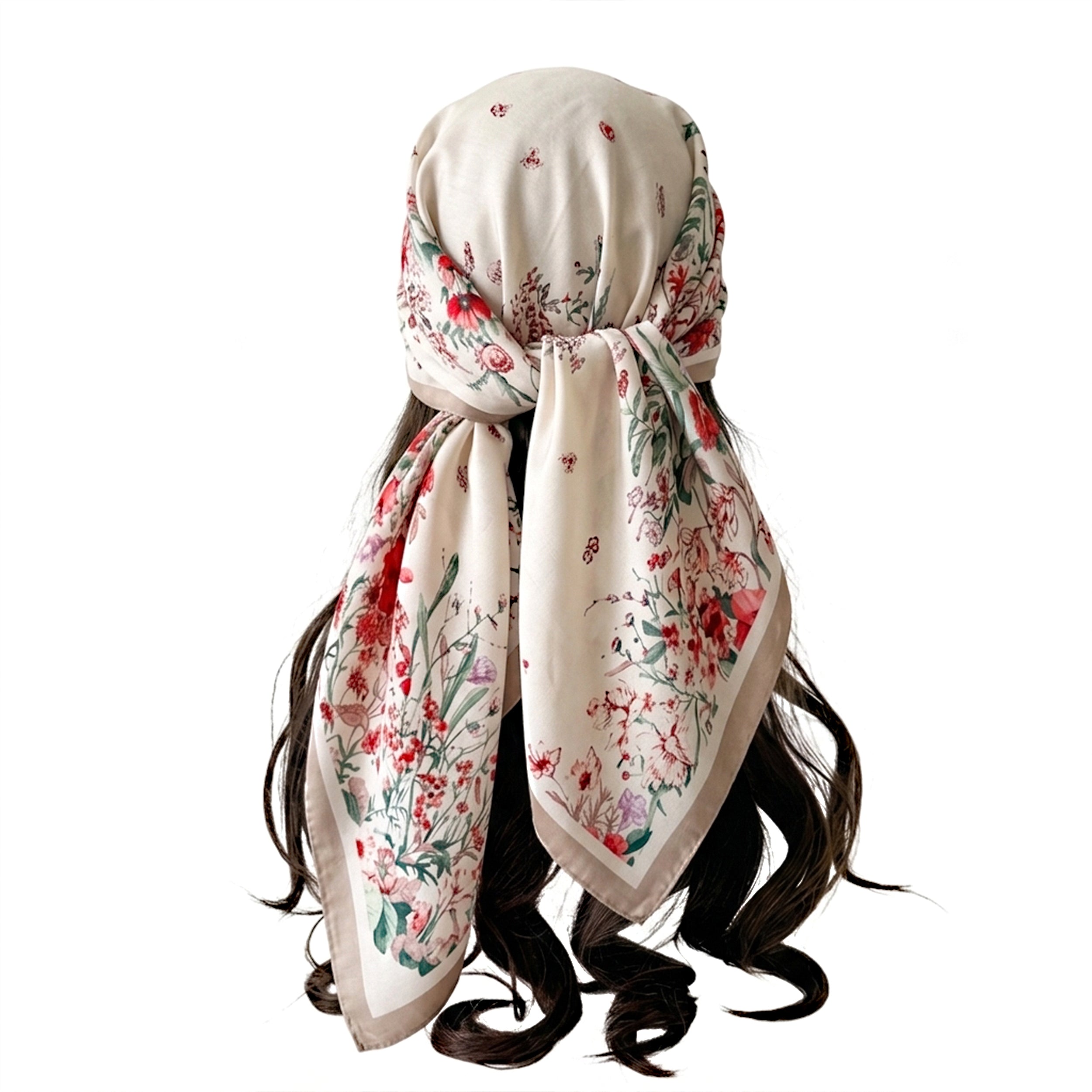 Anna-Kaci Women's 35 Inch Large Floral Square Scarf Lightweight Fashion Shawl Wrap Neck Hair Scarf