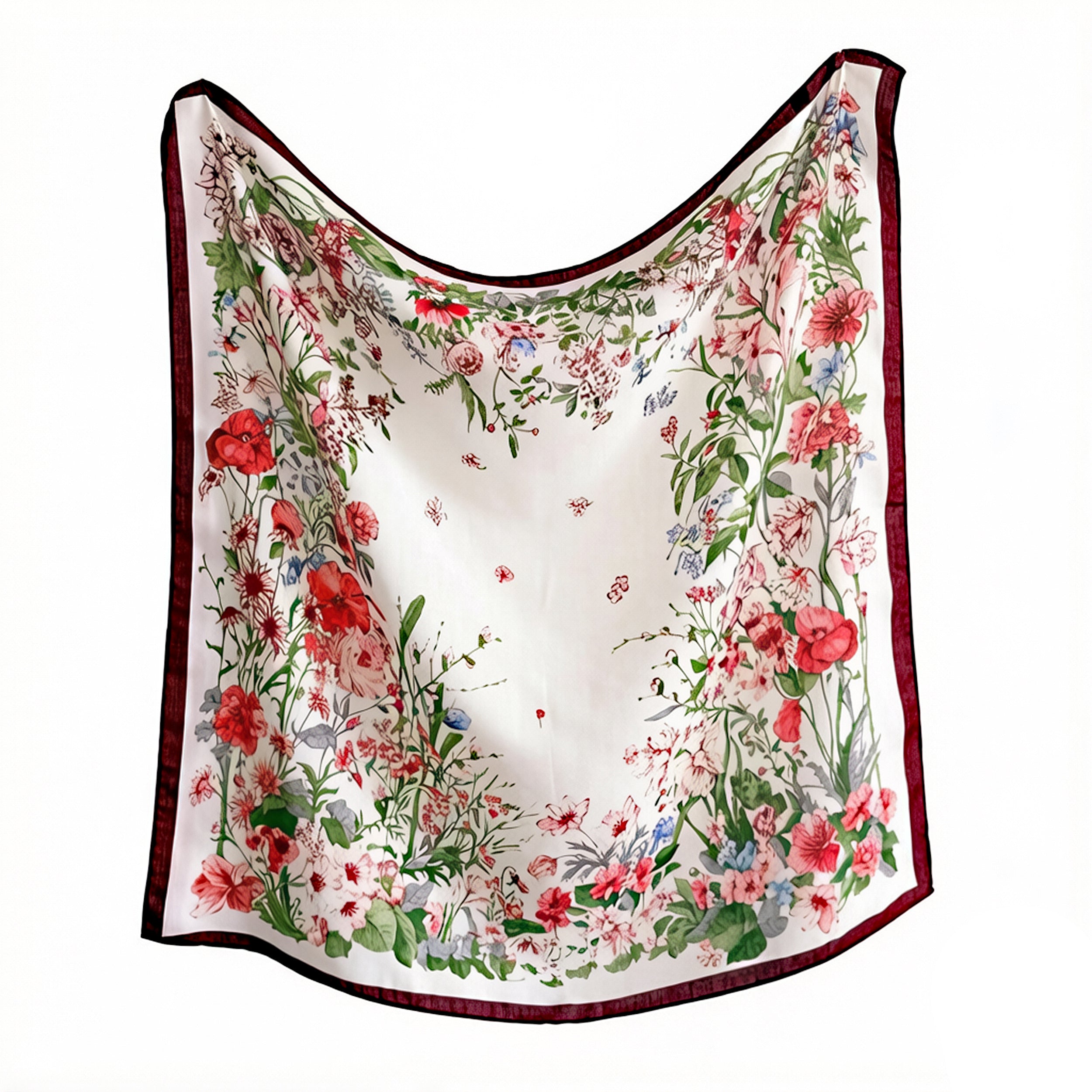 Anna-Kaci Women's 35 Inch Large Floral Square Scarf Lightweight Fashion Shawl Wrap Neck Hair Scarf