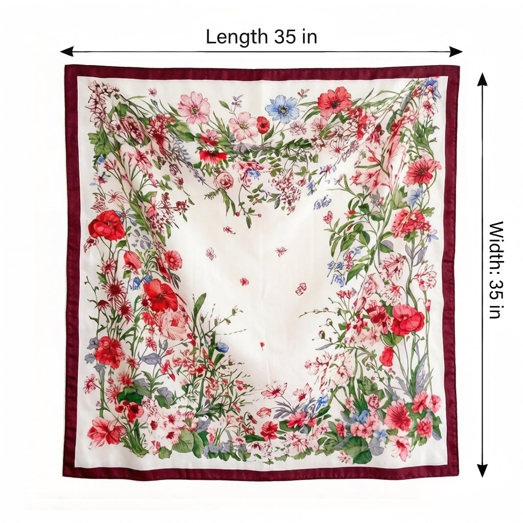 Anna-Kaci Women's 35 Inch Large Floral Square Scarf Lightweight Fashion Shawl Wrap Neck Hair Scarf
