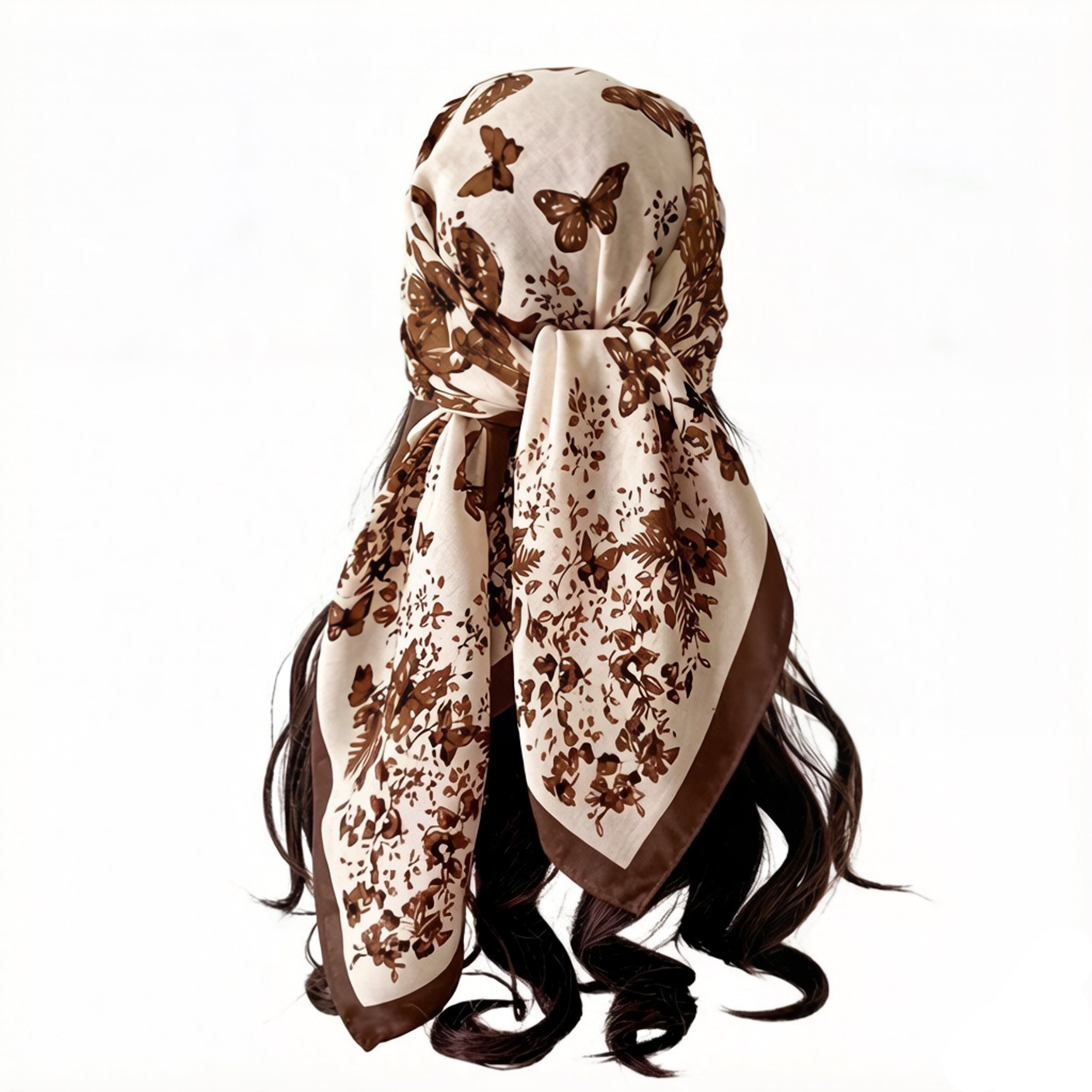 Anna-Kaci Women's 35 Inch Butterfly Floral Square Scarf Lightweight Fashion Shawl Wrap Hair Scarf