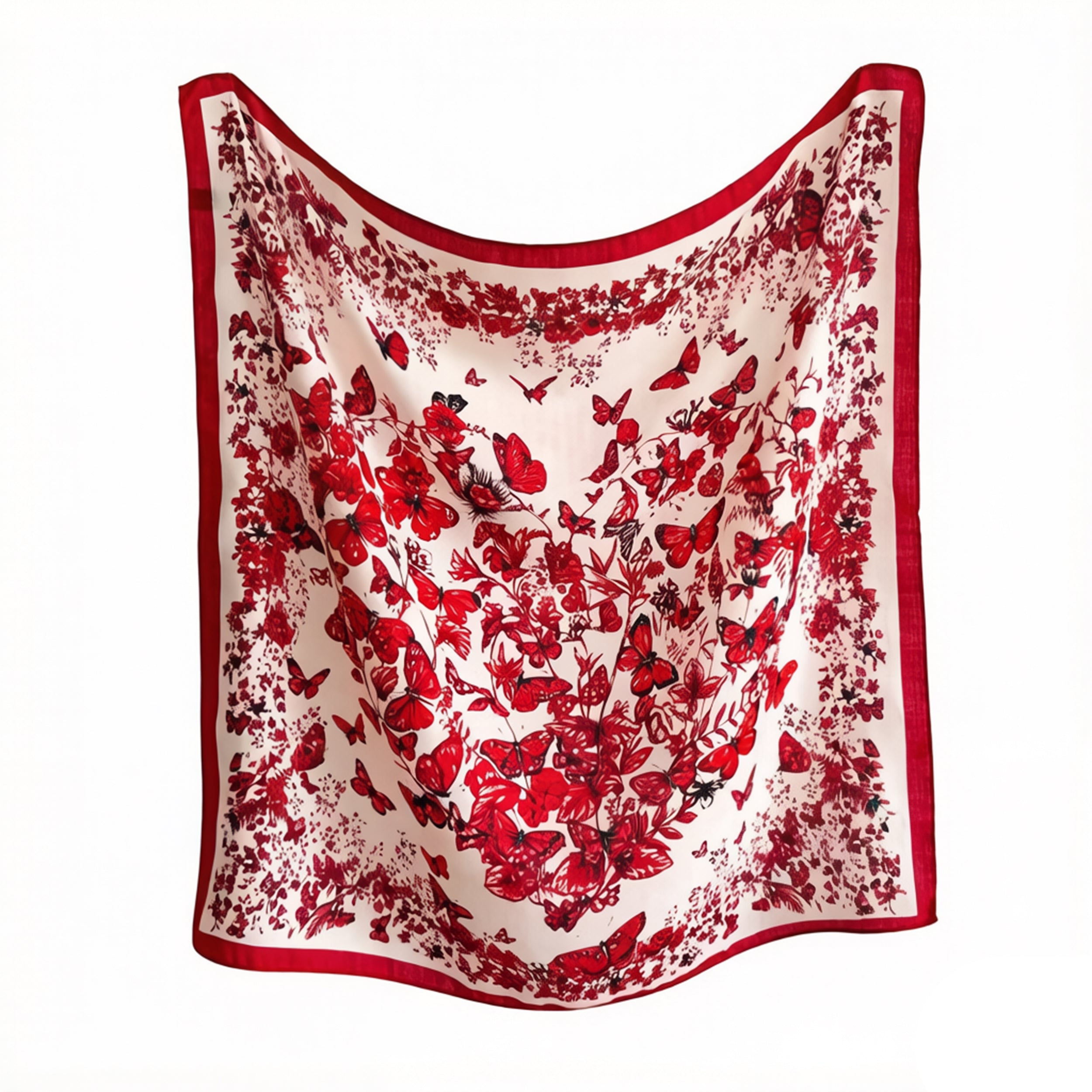 Anna-Kaci Women's 35 Inch Butterfly Floral Square Scarf Lightweight Fashion Shawl Wrap Hair Scarf