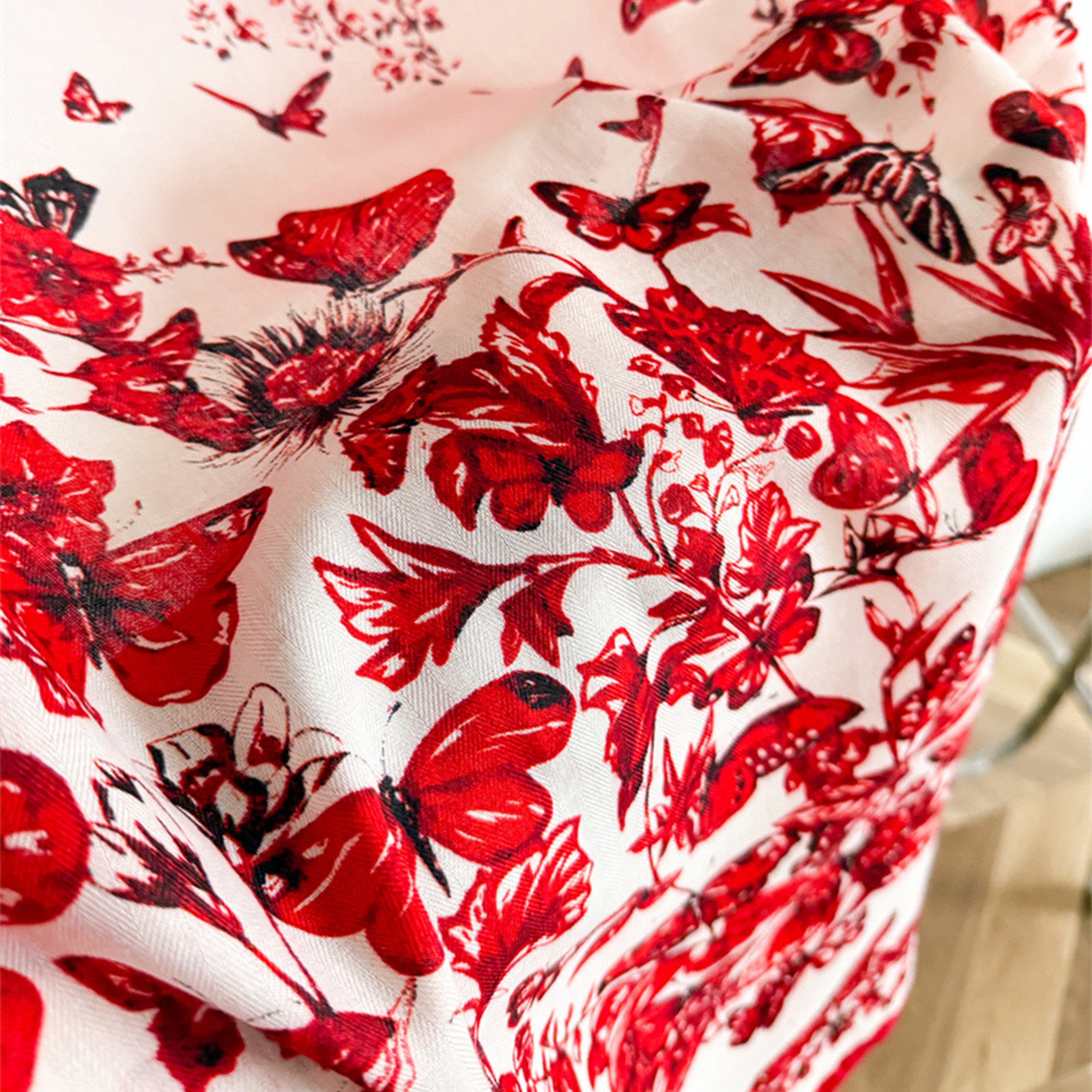 Anna-Kaci Women's 35 Inch Butterfly Floral Square Scarf Lightweight Fashion Shawl Wrap Hair Scarf