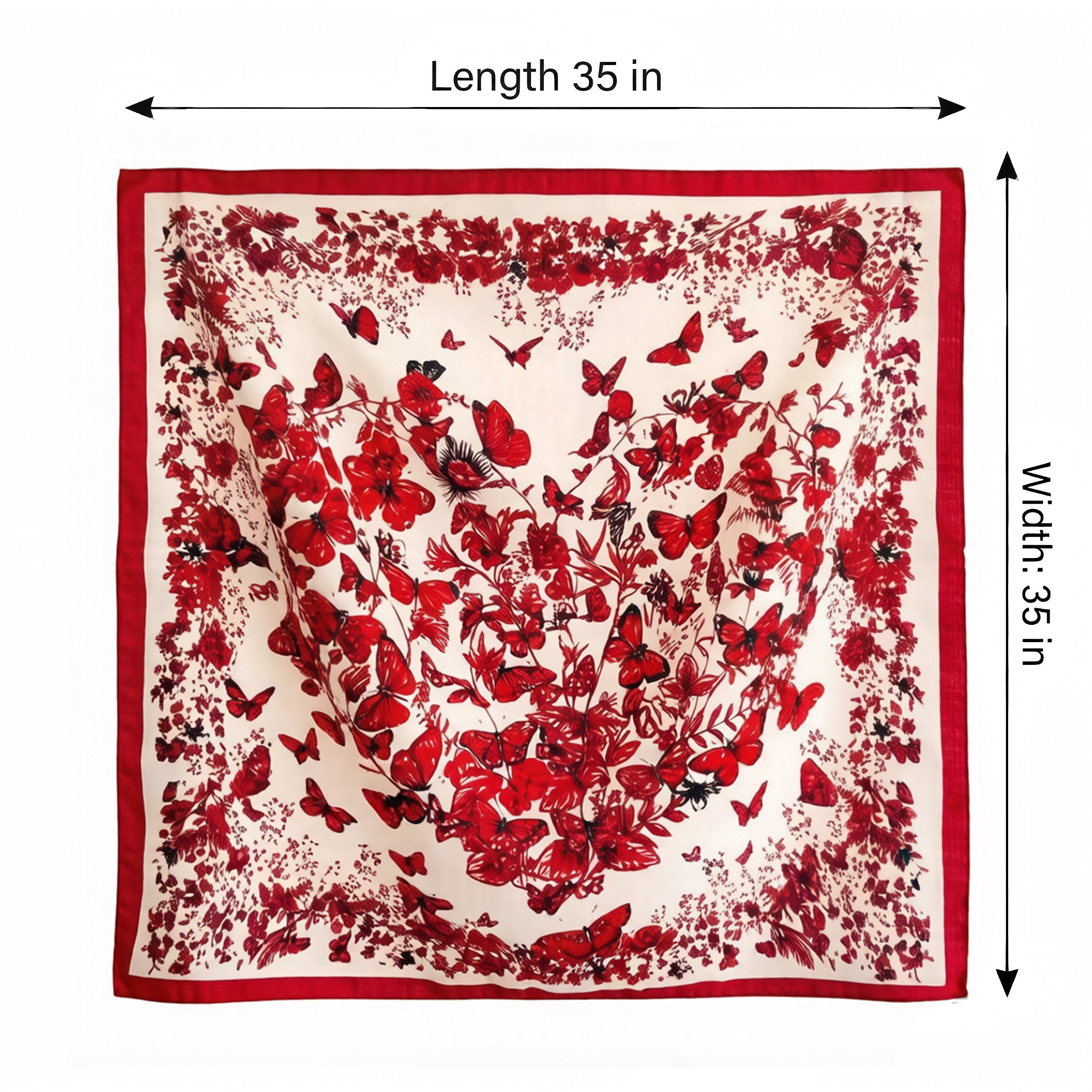 Anna-Kaci Women's 35 Inch Butterfly Floral Square Scarf Lightweight Fashion Shawl Wrap Hair Scarf