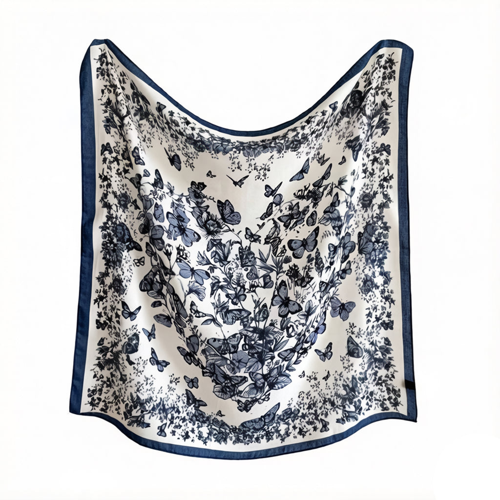 Anna-Kaci Women's 35 Inch Butterfly Floral Square Scarf Lightweight Fashion Shawl Wrap Hair Scarf