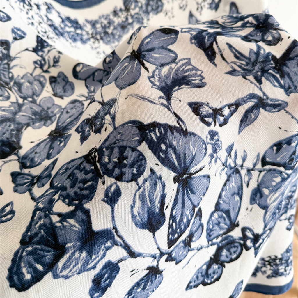 Anna-Kaci Women's 35 Inch Butterfly Floral Square Scarf Lightweight Fashion Shawl Wrap Hair Scarf