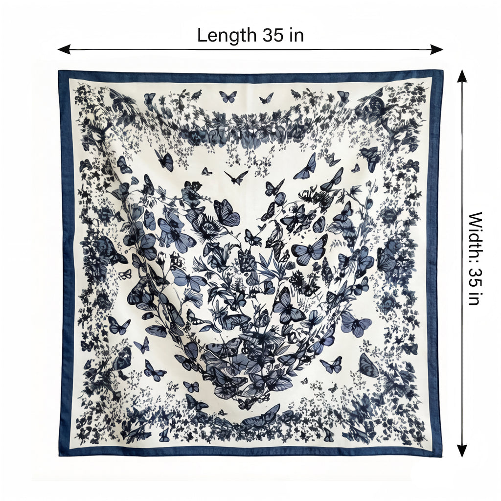 Anna-Kaci Women's 35 Inch Butterfly Floral Square Scarf Lightweight Fashion Shawl Wrap Hair Scarf