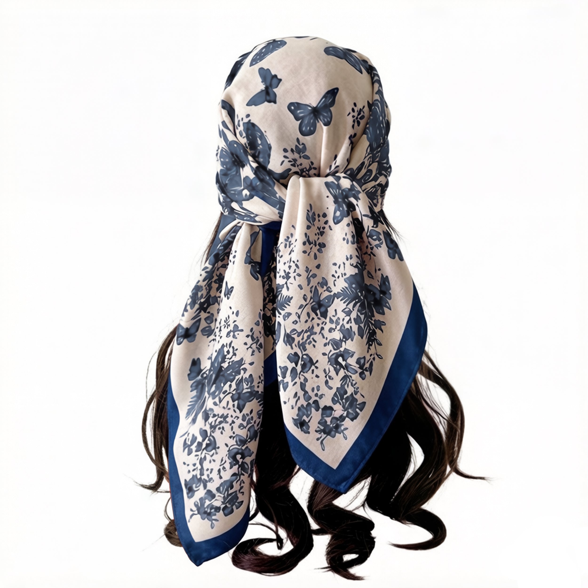 Anna-Kaci Women's 35 Inch Butterfly Floral Square Scarf Lightweight Fashion Shawl Wrap Hair Scarf