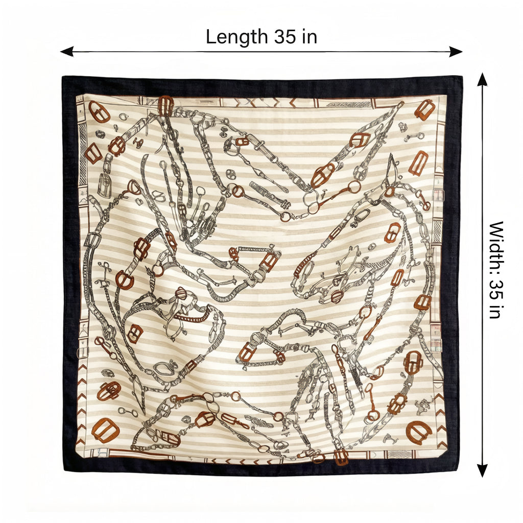 Anna-Kaci Women's Large Equestrian Square Scarf 35 Inch Lightweight Fashion Neck Hair Shawl Wrap