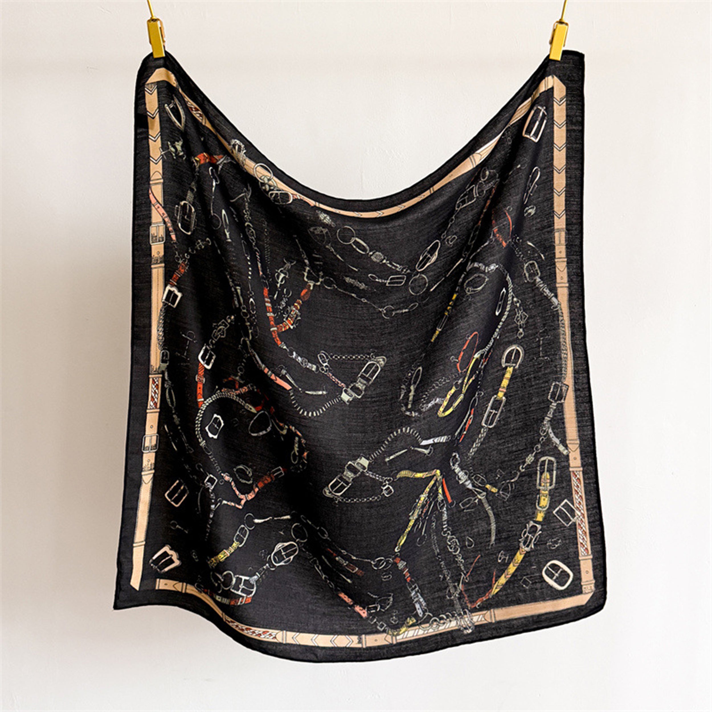 Anna-Kaci Women's Large Equestrian Square Scarf 35 Inch Lightweight Fashion Neck Hair Shawl Wrap