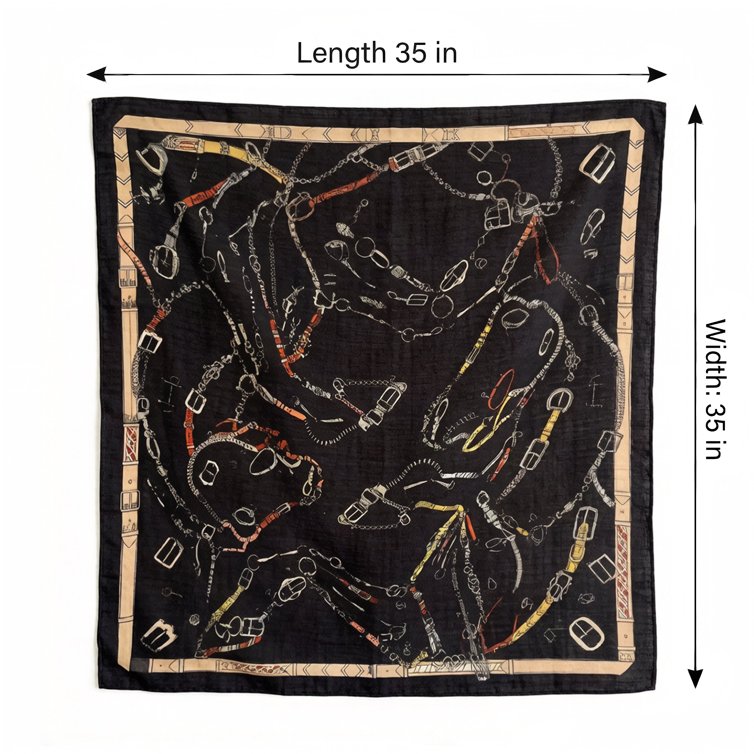 Anna-Kaci Women's Large Equestrian Square Scarf 35 Inch Lightweight Fashion Neck Hair Shawl Wrap