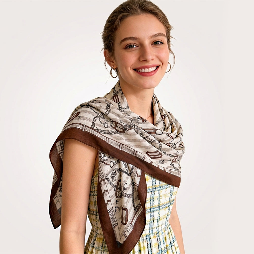 Anna-Kaci Women's Large Equestrian Square Scarf 35 Inch Lightweight Fashion Neck Hair Shawl Wrap