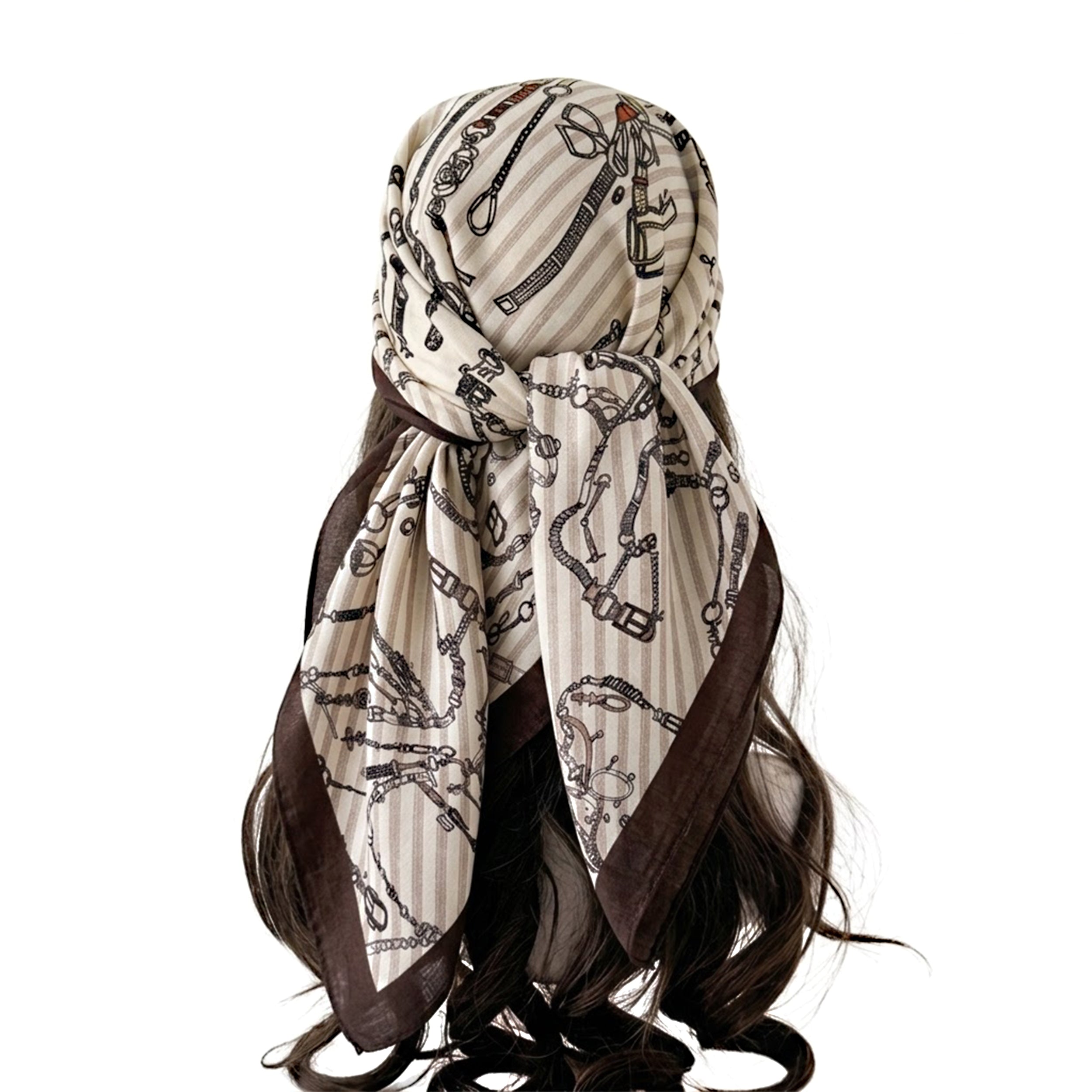 Anna-Kaci Women's Large Equestrian Square Scarf 35 Inch Lightweight Fashion Neck Hair Shawl Wrap