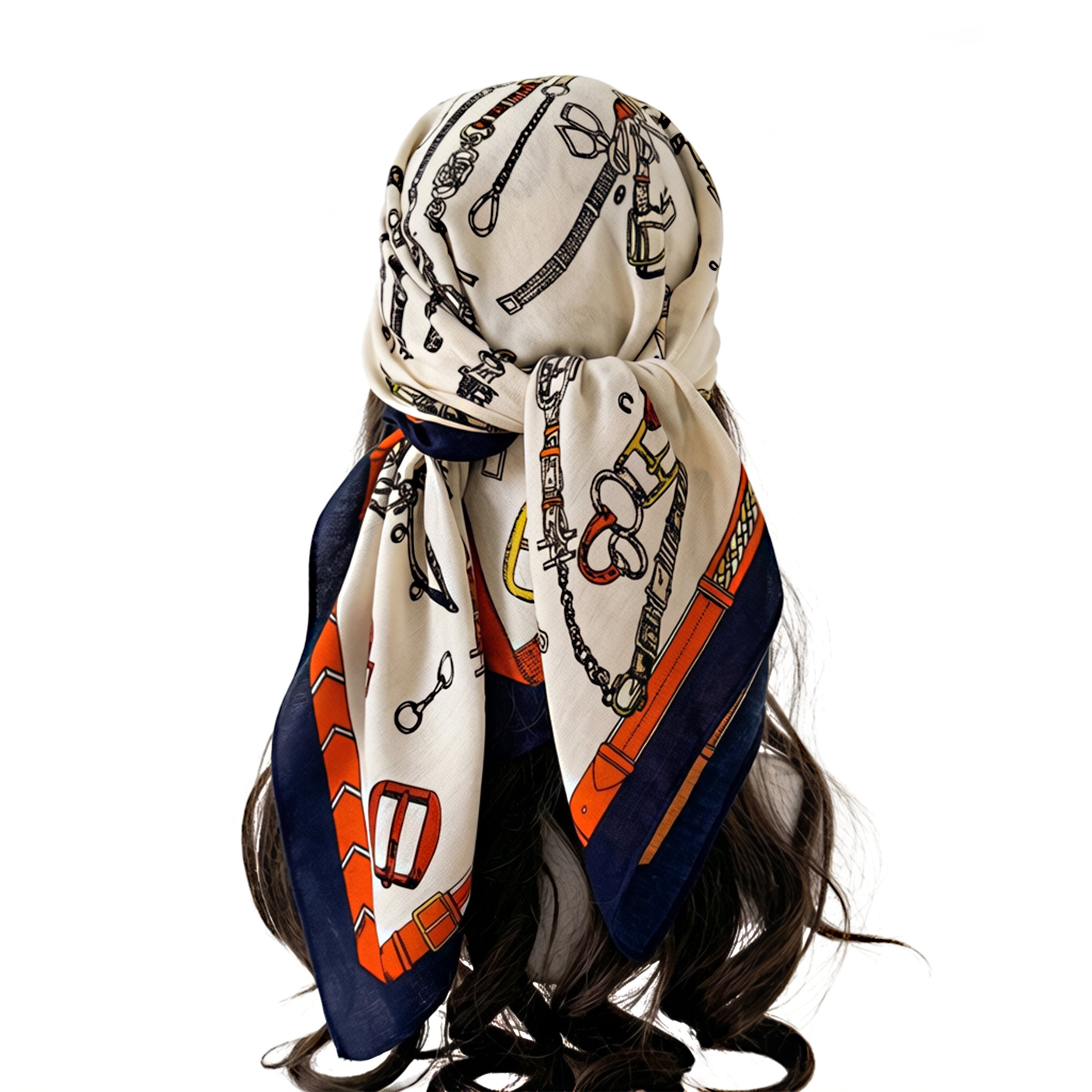Anna-Kaci Women's Large Equestrian Square Scarf 35 Inch Lightweight Fashion Neck Hair Shawl Wrap