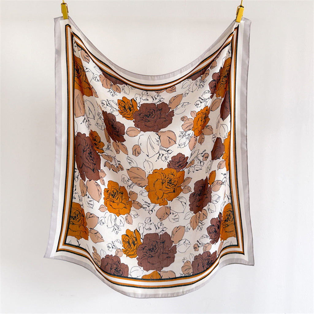Anna-Kaci Women's Large Floral Square Scarf 35 Inch Lightweight Fashion Head Neck Shawl Wrap