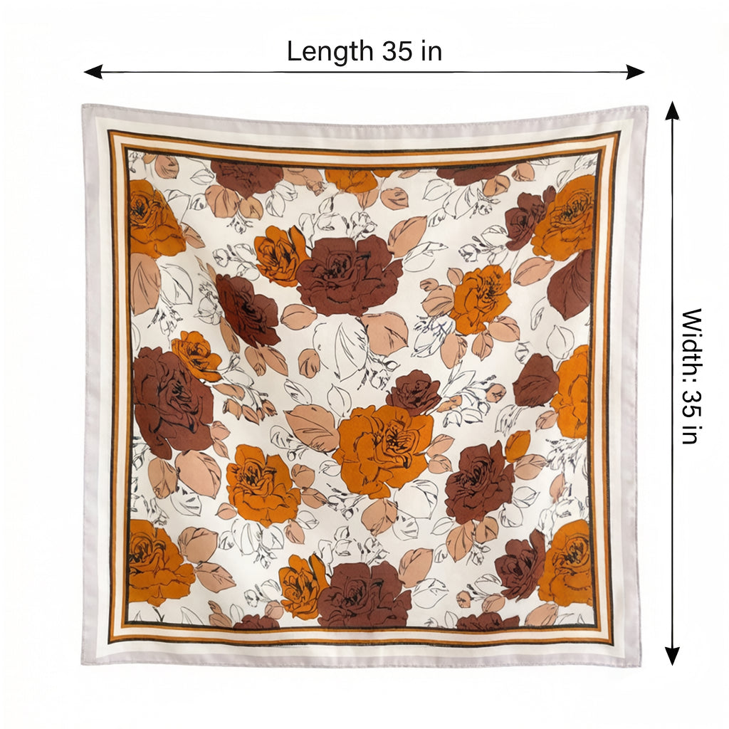 Anna-Kaci Women's Large Floral Square Scarf 35 Inch Lightweight Fashion Head Neck Shawl Wrap