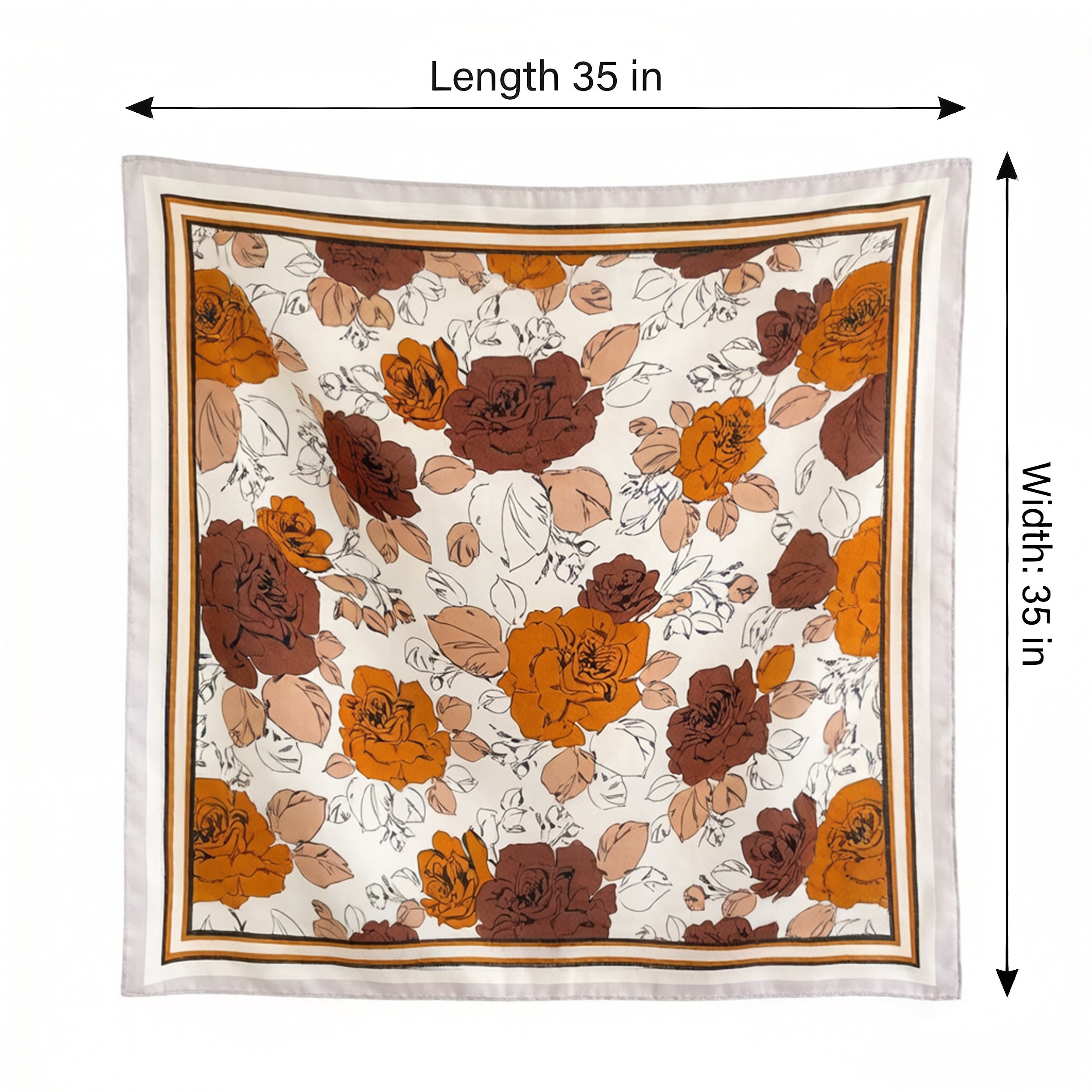 Anna-Kaci Women's Large Floral Square Scarf 35 Inch Lightweight Fashion Head Neck Shawl Wrap