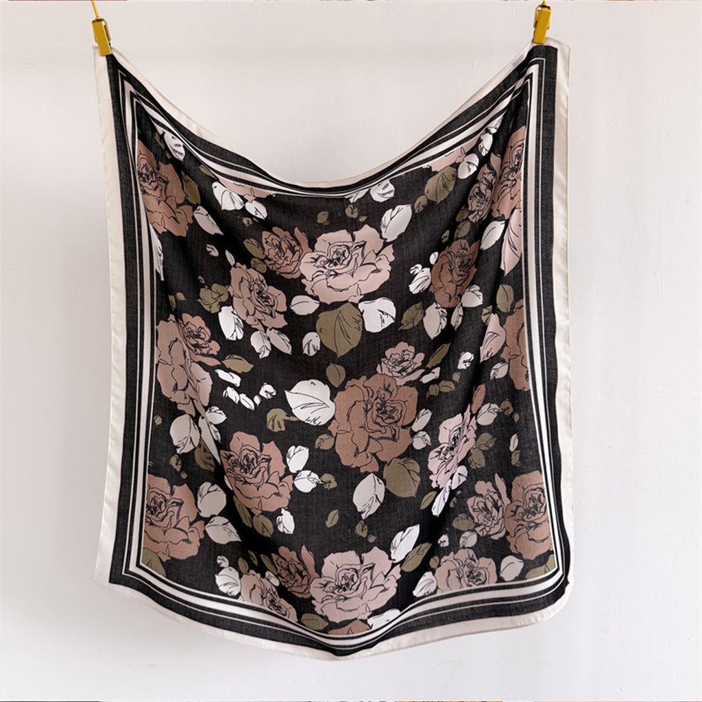 Anna-Kaci Women's Large Floral Square Scarf 35 Inch Lightweight Fashion Head Neck Shawl Wrap