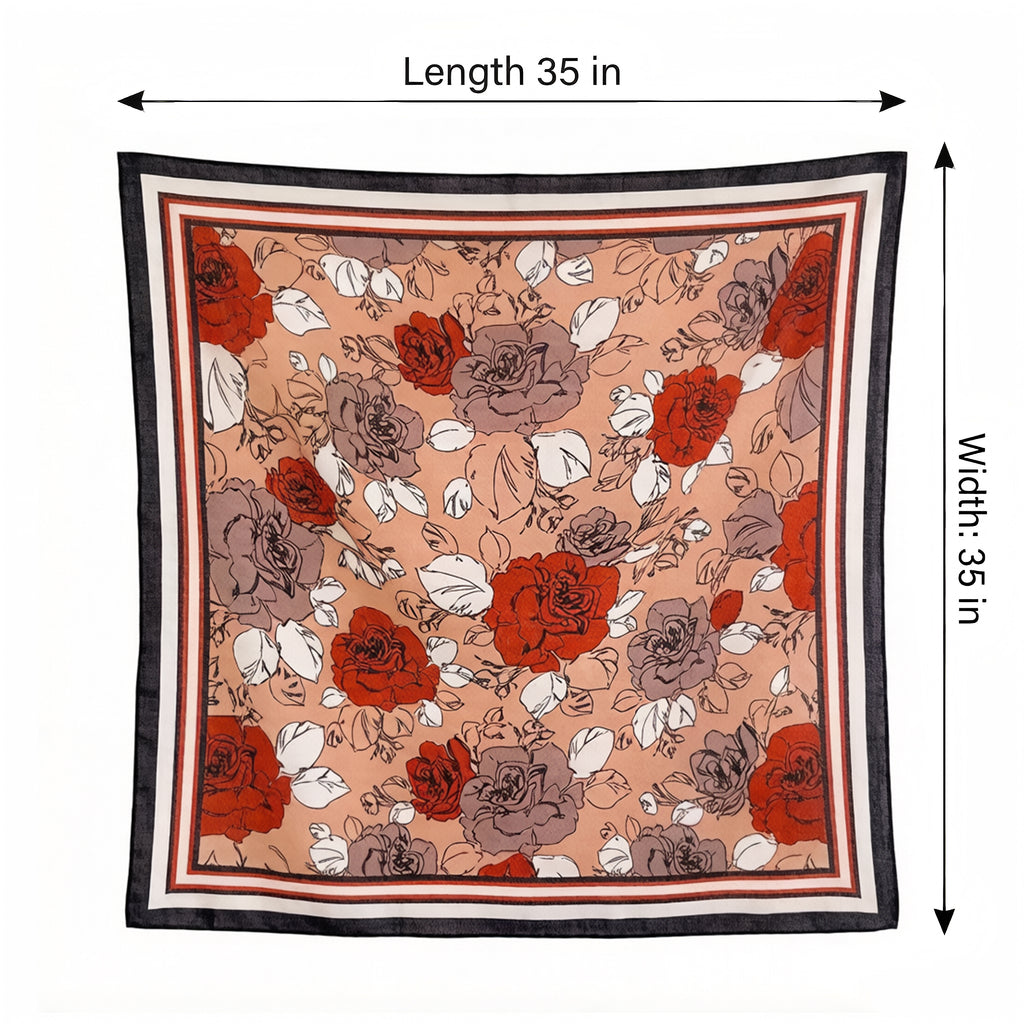 Anna-Kaci Women's Large Floral Square Scarf 35 Inch Lightweight Fashion Head Neck Shawl Wrap