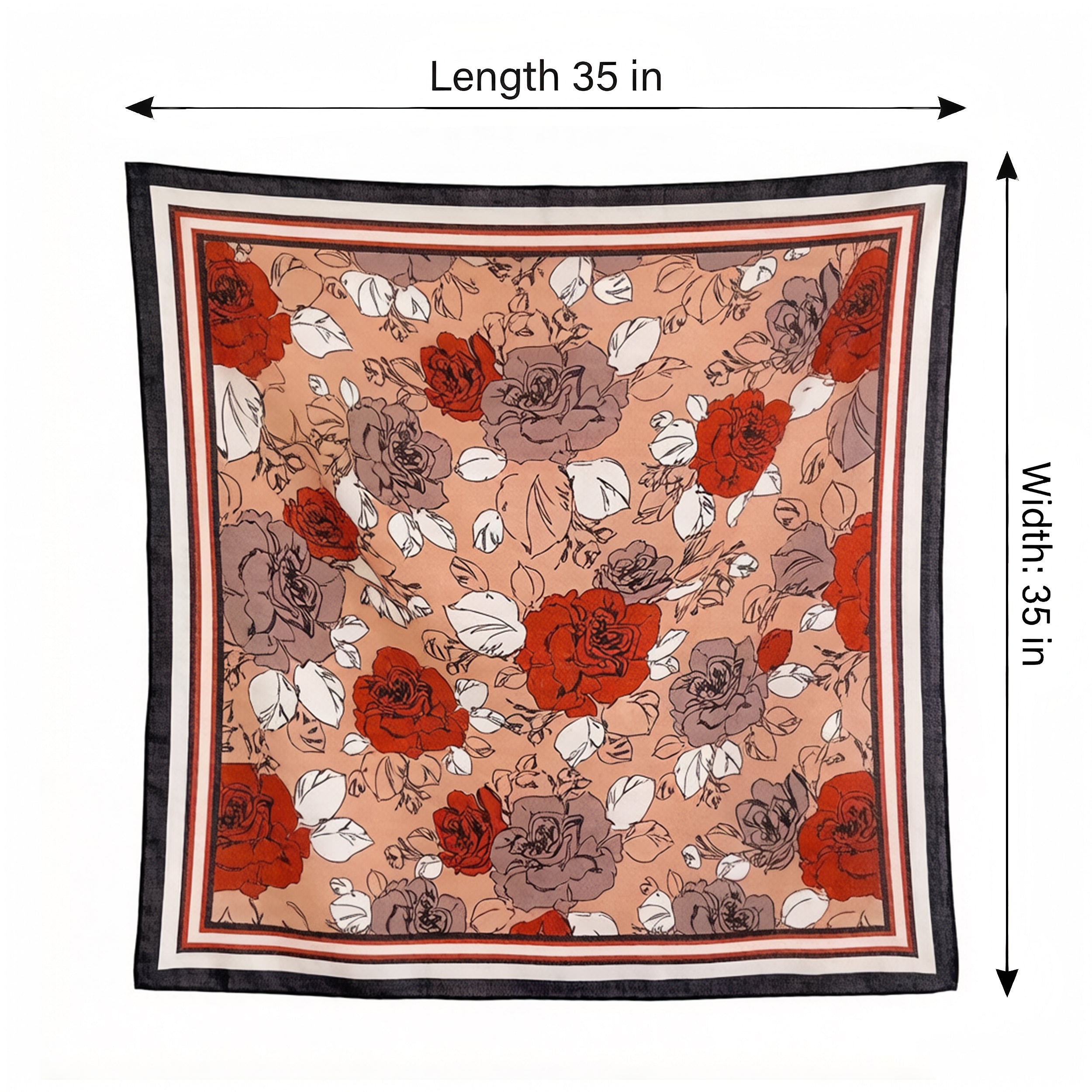 Anna-Kaci Women's Large Floral Square Scarf 35 Inch Lightweight Fashion Head Neck Shawl Wrap
