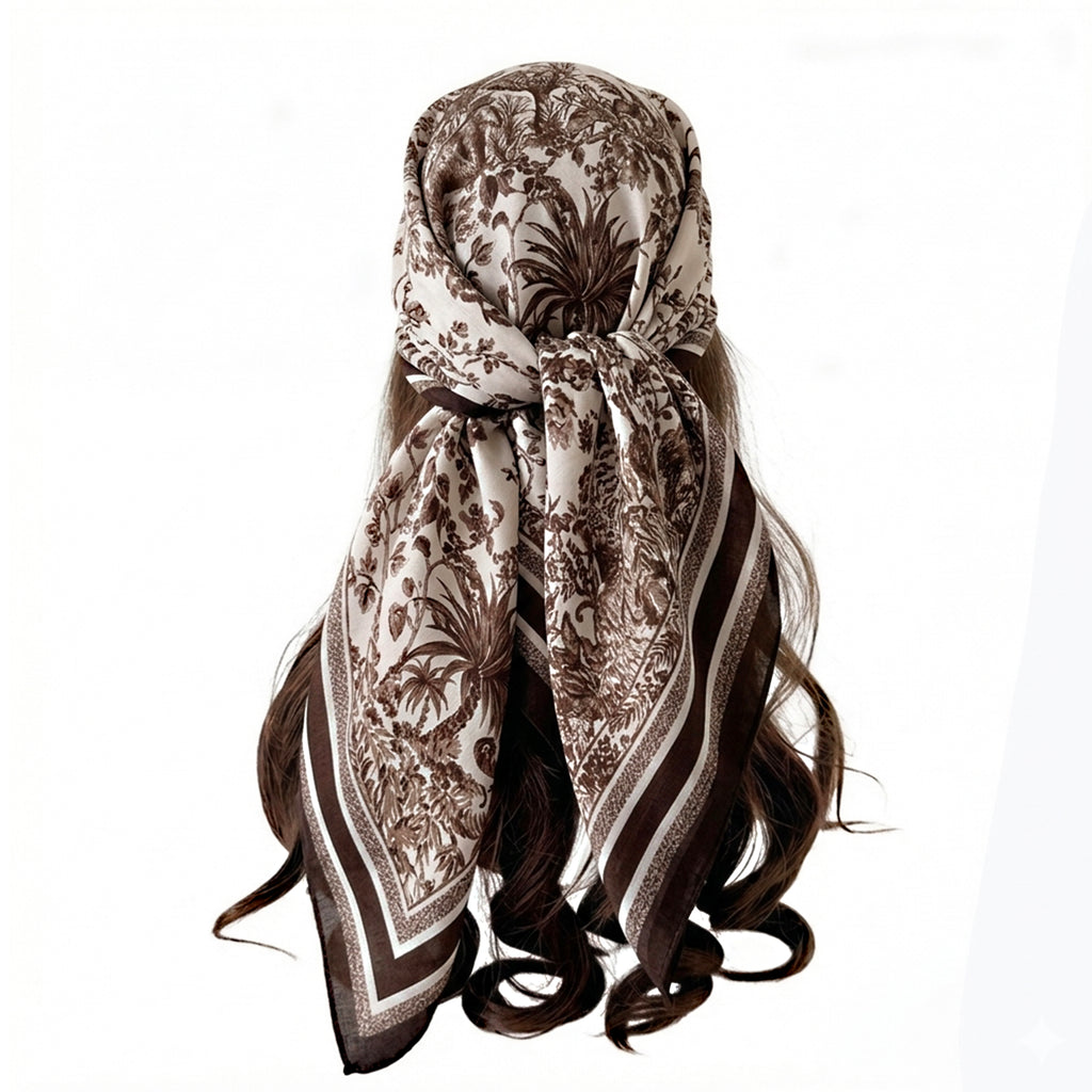 Anna-Kaci Women's Large Botanical Square Scarf 35 Inch Lightweight Fashion Neck Hair Shawl Wrap
