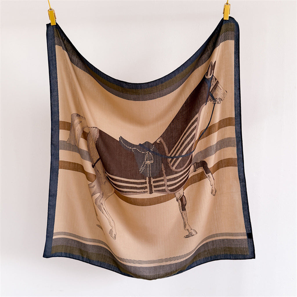 Anna-Kaci Women's Horse Print Large Square Scarf Lightweight Neck Hair Shawl Wrap 35 x 35 Inch