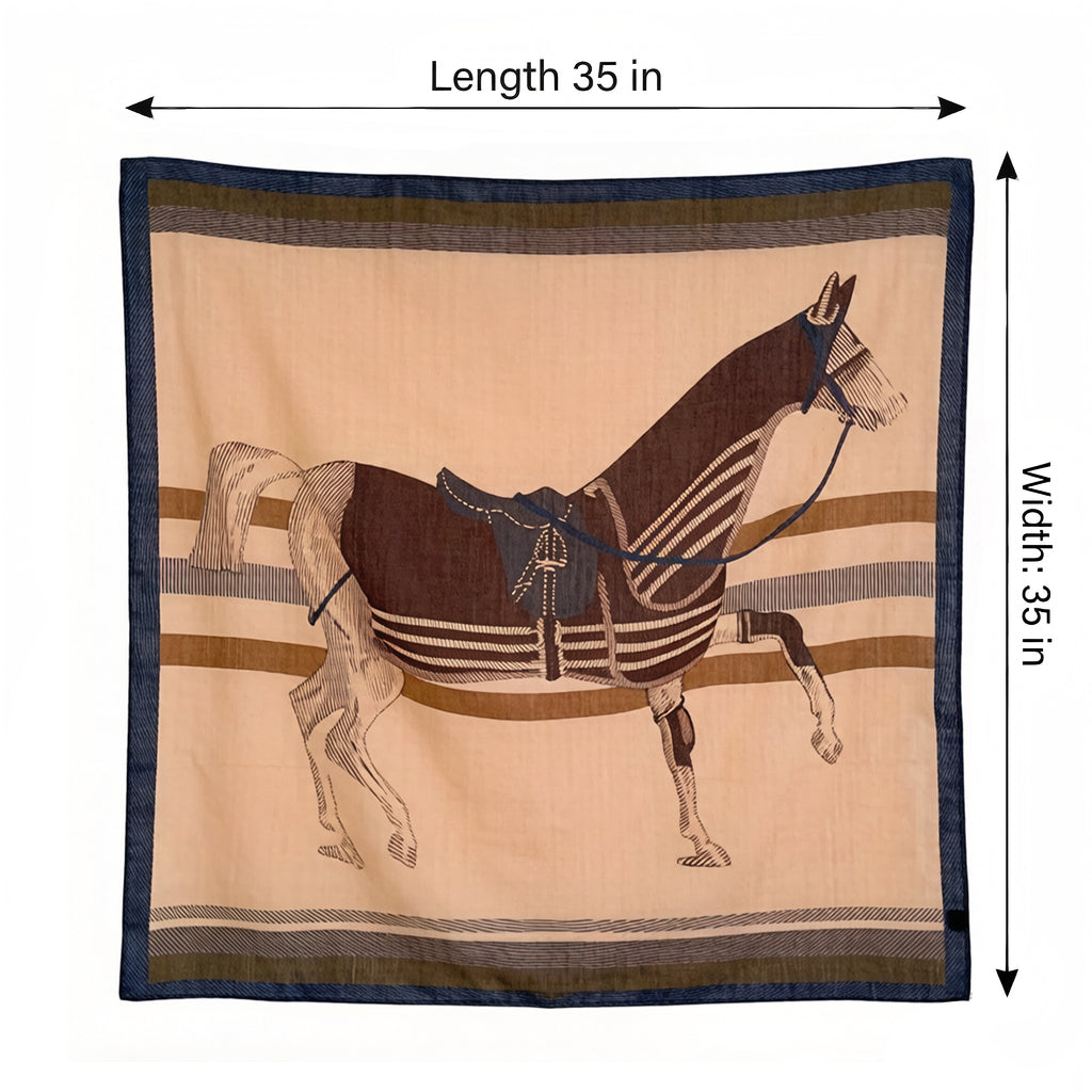 Anna-Kaci Women's Horse Print Large Square Scarf Lightweight Neck Hair Shawl Wrap 35 x 35 Inch