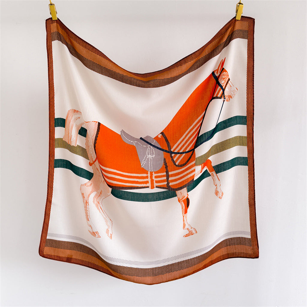 Anna-Kaci Women's Horse Print Large Square Scarf Lightweight Neck Hair Shawl Wrap 35 x 35 Inch