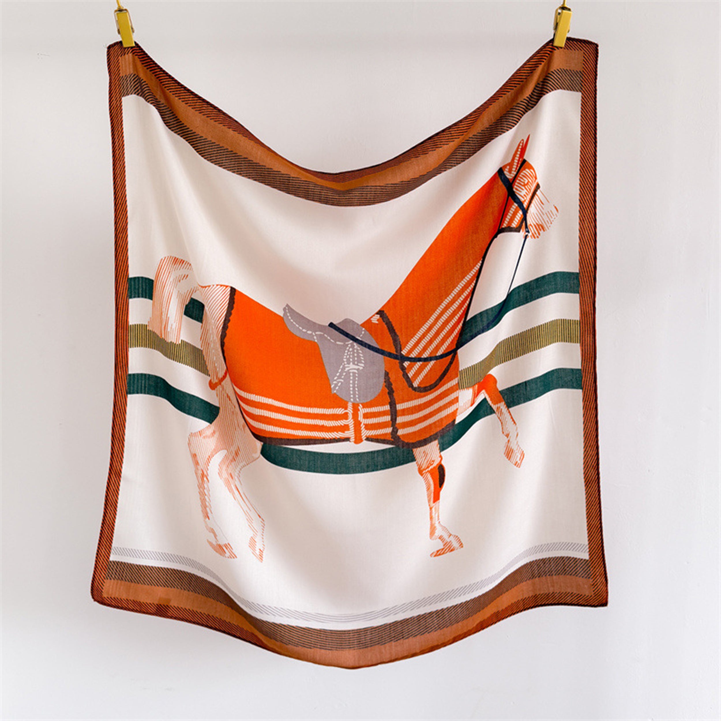 Anna-Kaci Women's Horse Print Large Square Scarf Lightweight Neck Hair Shawl Wrap 35 x 35 Inch