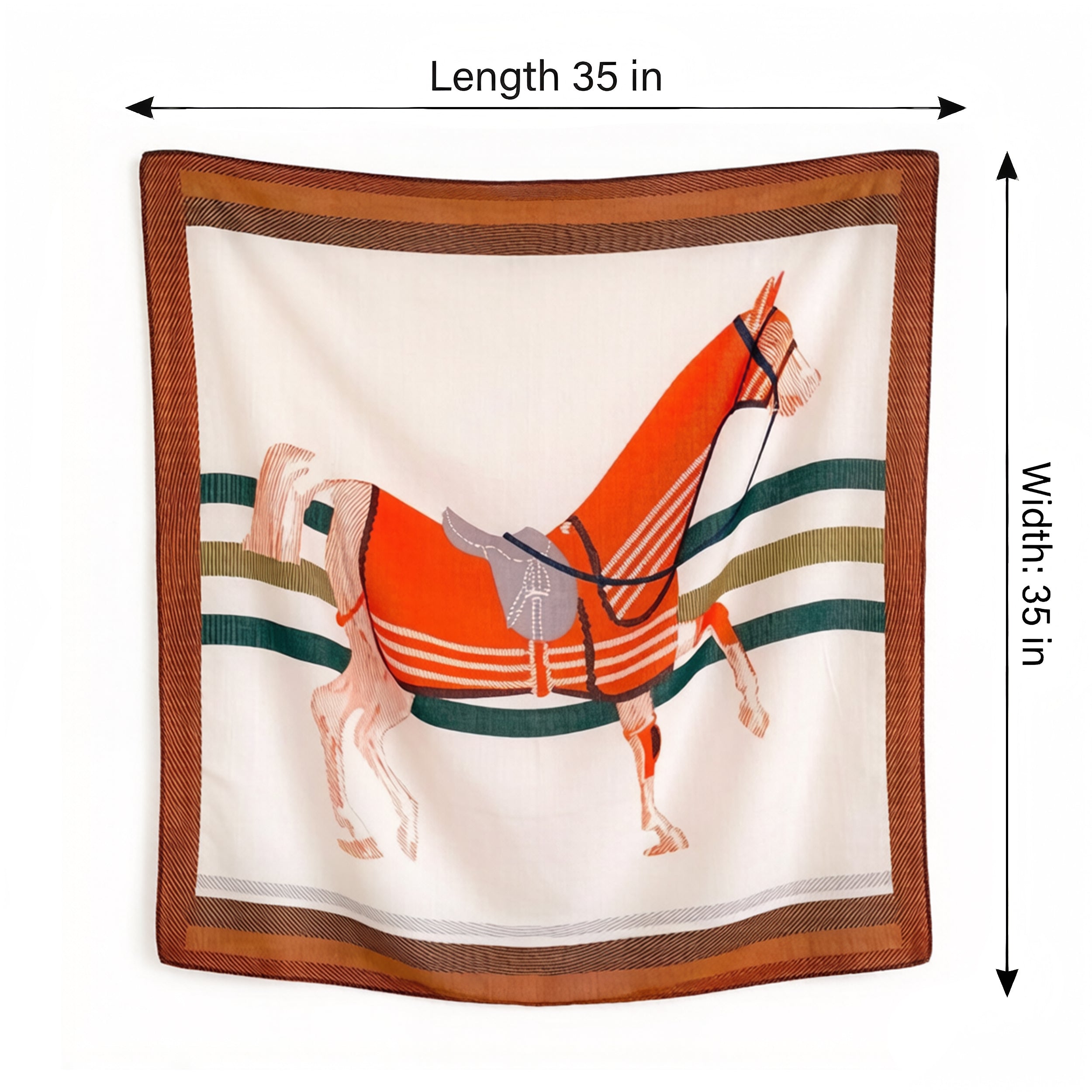 Anna-Kaci Women's Horse Print Large Square Scarf Lightweight Neck Hair Shawl Wrap 35 x 35 Inch