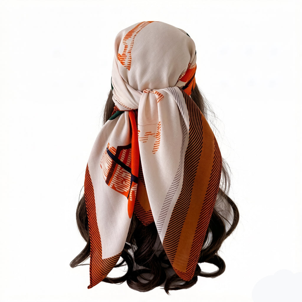 Anna-Kaci Women's Horse Print Large Square Scarf Lightweight Neck Hair Shawl Wrap 35 x 35 Inch