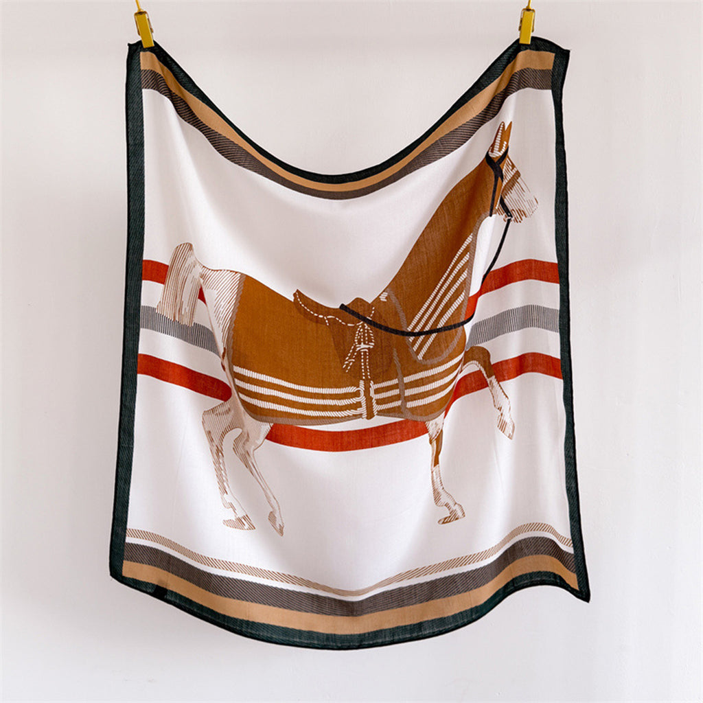 Anna-Kaci Women's Horse Print Large Square Scarf Lightweight Neck Hair Shawl Wrap 35 x 35 Inch