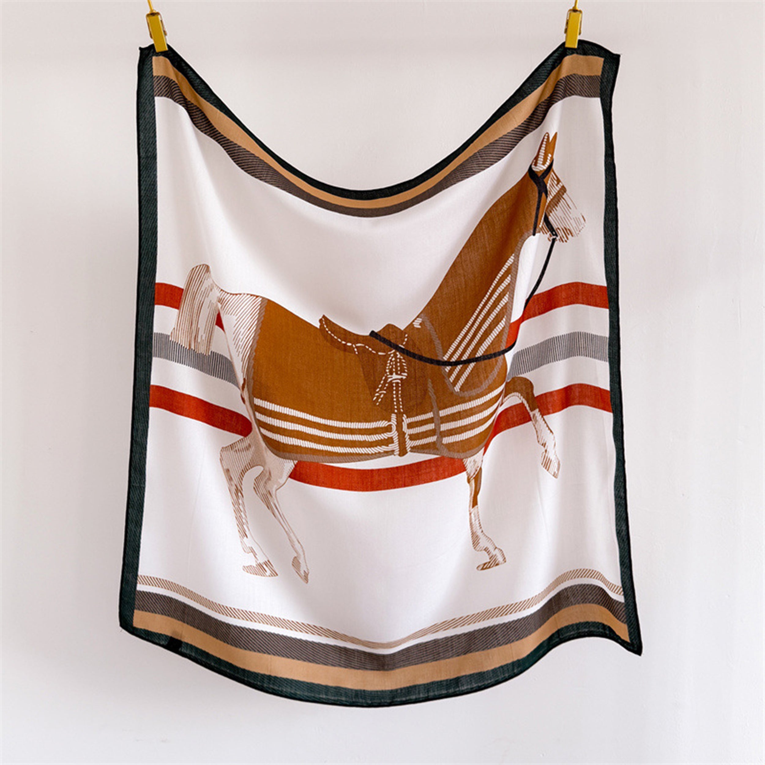 Anna-Kaci Women's Horse Print Large Square Scarf Lightweight Neck Hair Shawl Wrap 35 x 35 Inch