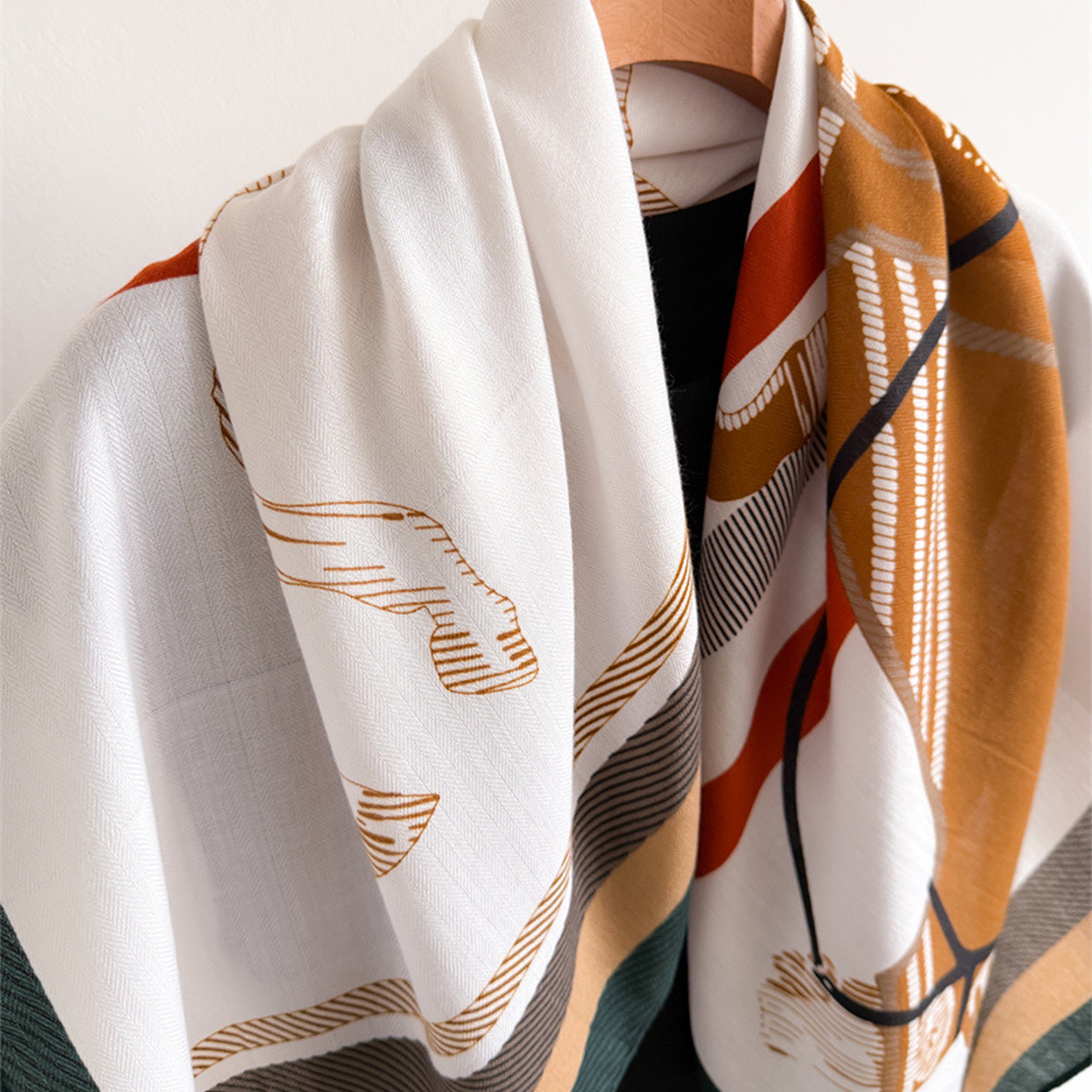 Anna-Kaci Women's Horse Print Large Square Scarf Lightweight Neck Hair Shawl Wrap 35 x 35 Inch