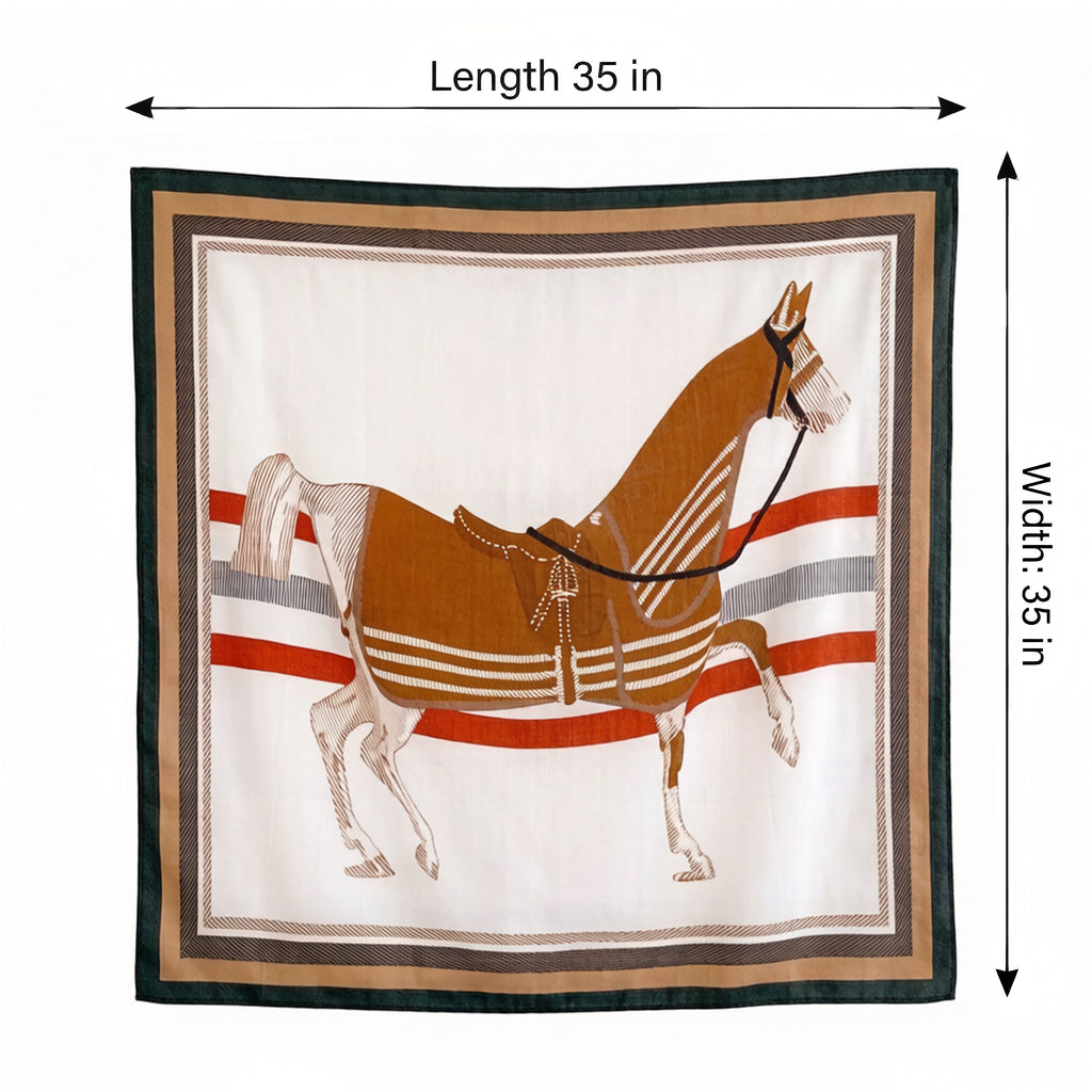 Anna-Kaci Women's Horse Print Large Square Scarf Lightweight Neck Hair Shawl Wrap 35 x 35 Inch