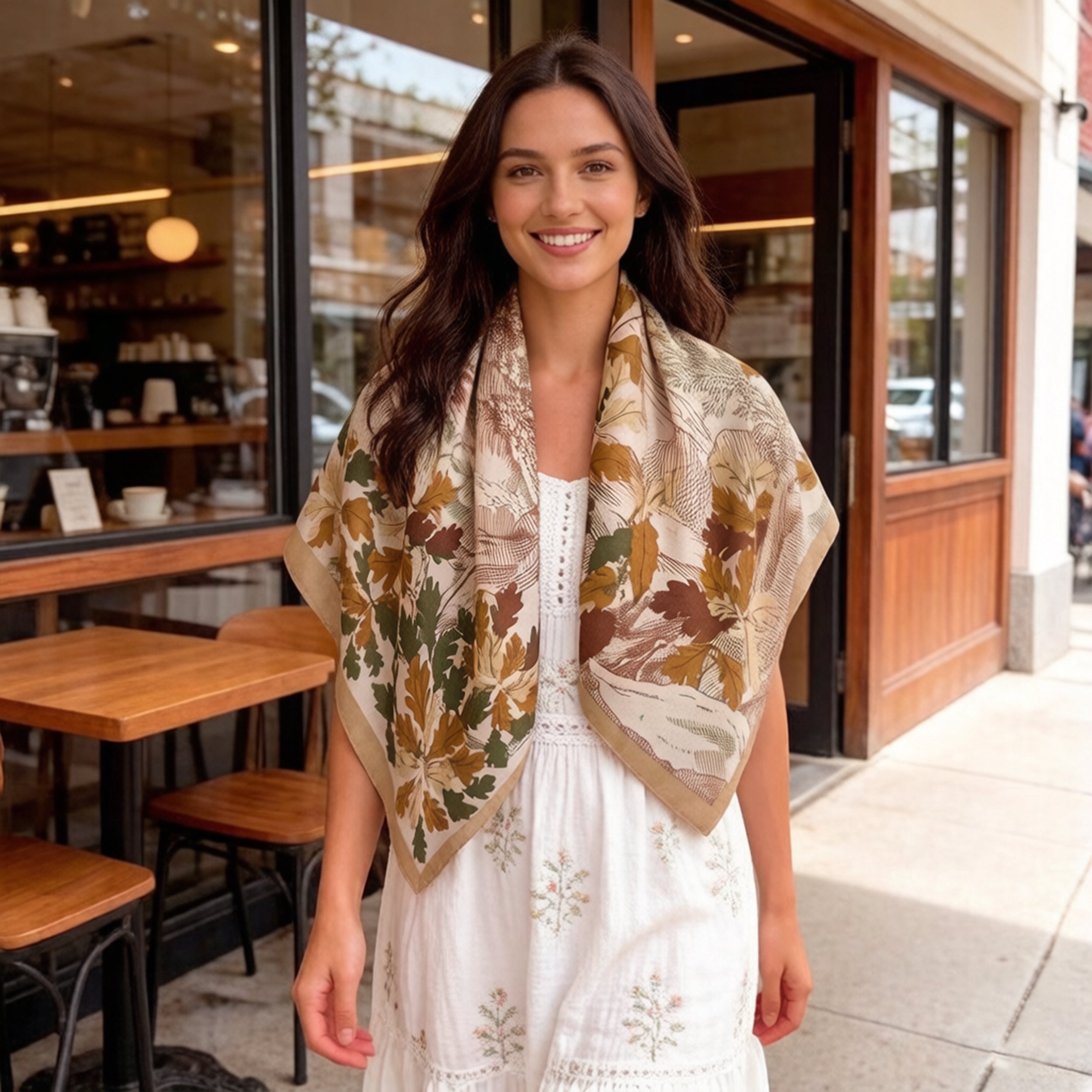 Anna-Kaci Women's Landscape Floral Square Scarf Large Lightweight Neck Hair Shawl Wrap 35 Inch