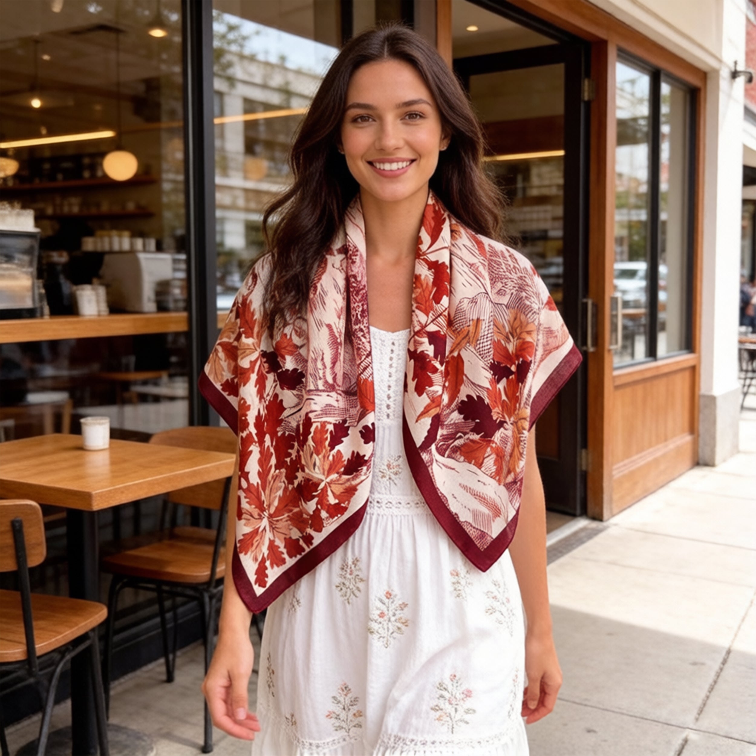 Anna-Kaci Women's Landscape Floral Square Scarf Large Lightweight Neck Hair Shawl Wrap 35 Inch