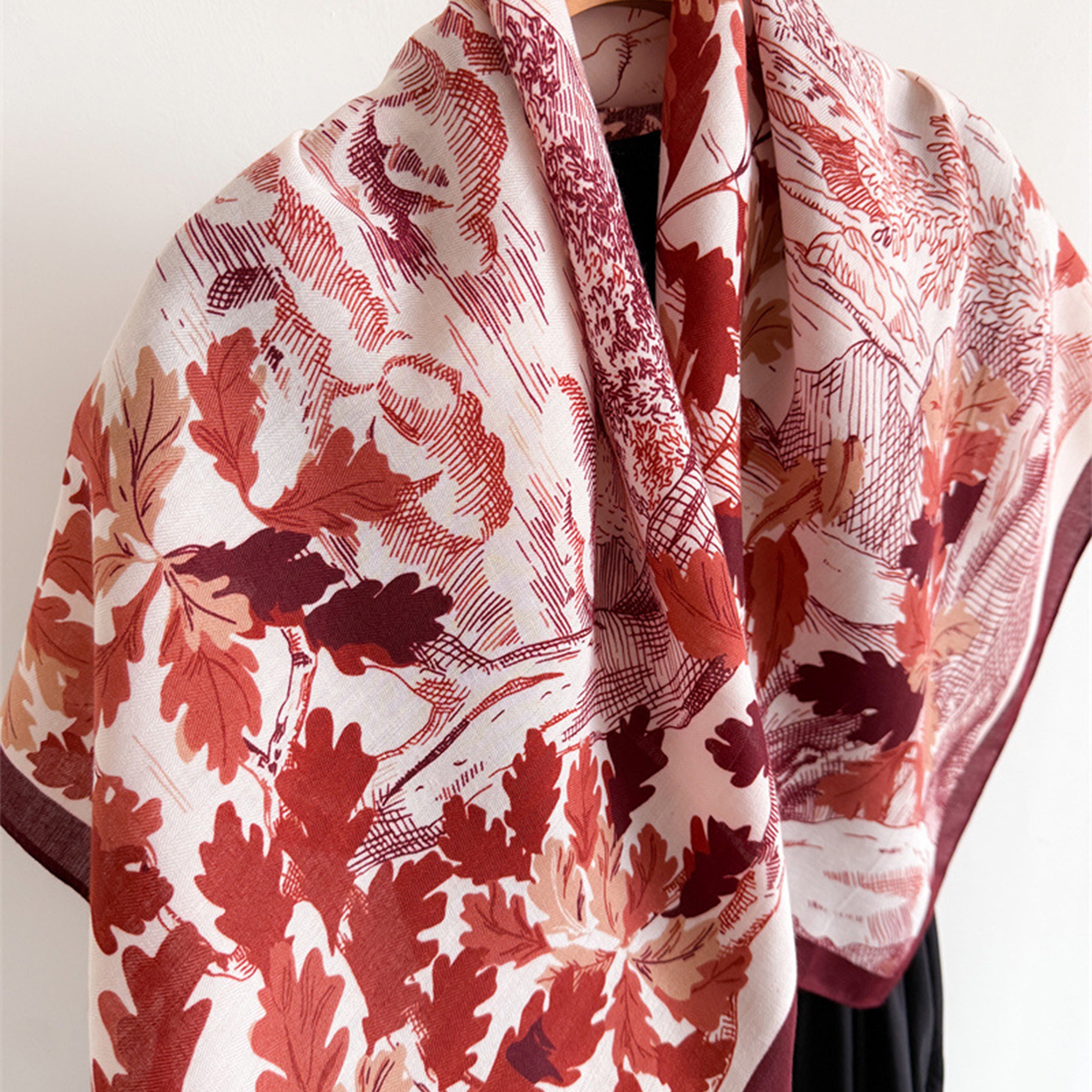 Anna-Kaci Women's Landscape Floral Square Scarf Large Lightweight Neck Hair Shawl Wrap 35 Inch