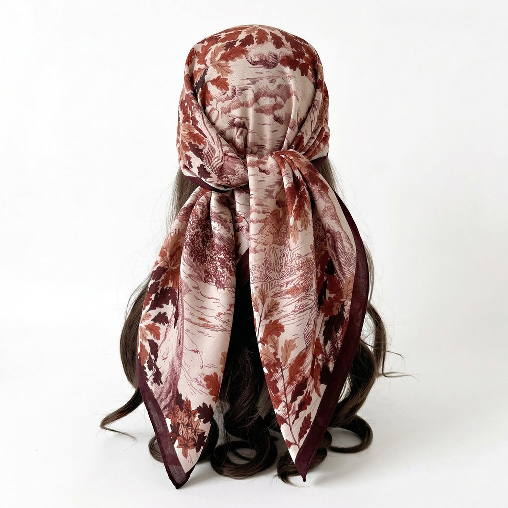 Anna-Kaci Women's Landscape Floral Square Scarf Large Lightweight Neck Hair Shawl Wrap 35 Inch