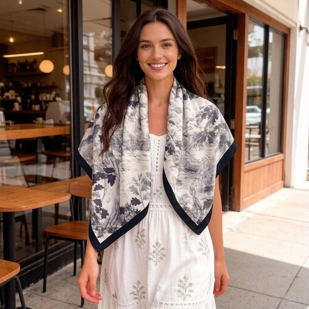 Anna-Kaci Women's Landscape Floral Square Scarf Large Lightweight Neck Hair Shawl Wrap 35 Inch