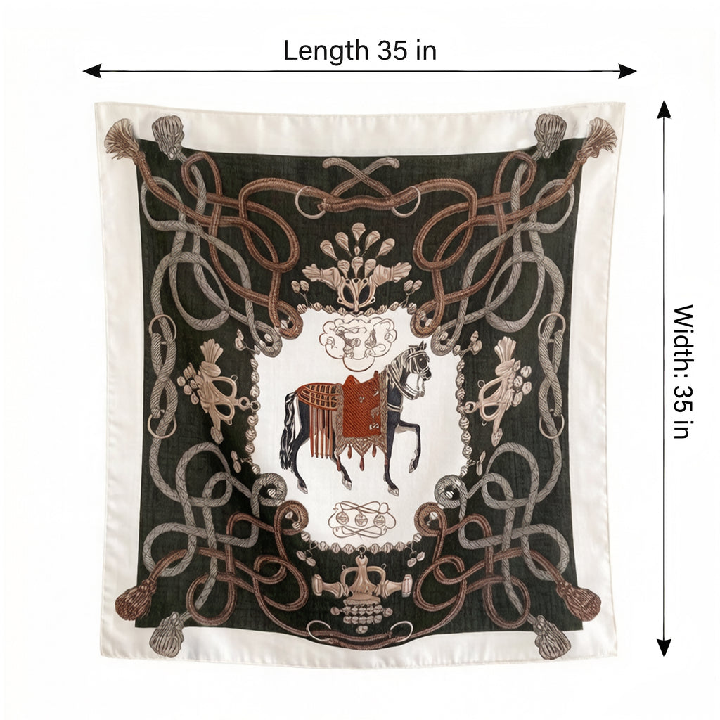 Anna-Kaci Women's Horse Print Large Square Scarf Lightweight Neck Hair Shawl Wrap 35 x 35 Inch
